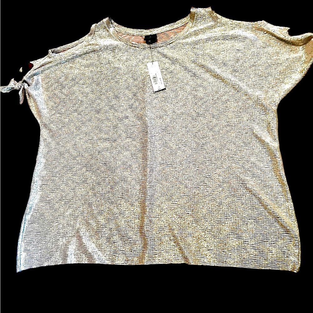 New rose gold metallic Worthington short sleeve blouse 1X